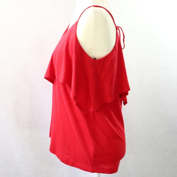 NEW HARLOWE & GRAHAM RED Ruffled Cami Top Sz M - Picture 4 of 8